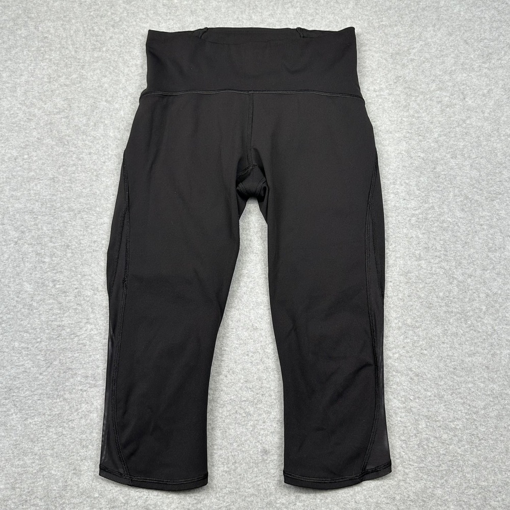 Lululemon Pants‎ Womens 6 Black Train Times Crop 17" Yoga Athletic Mesh Panel
